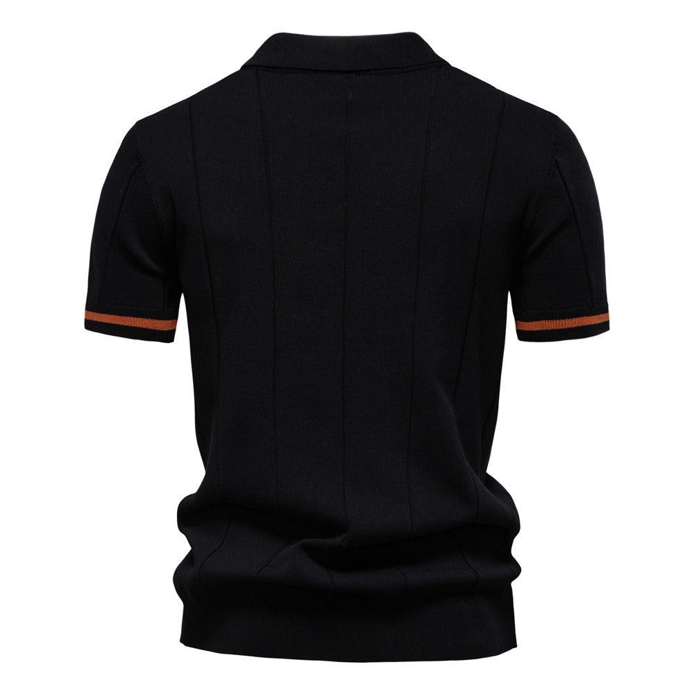 Men’s Striped Knit Polo Shirt