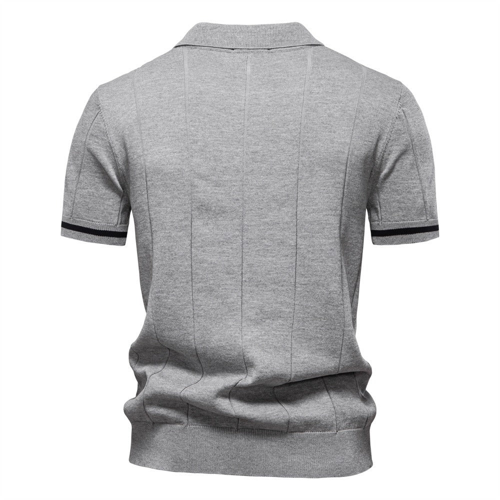 Men’s Striped Knit Polo Shirt