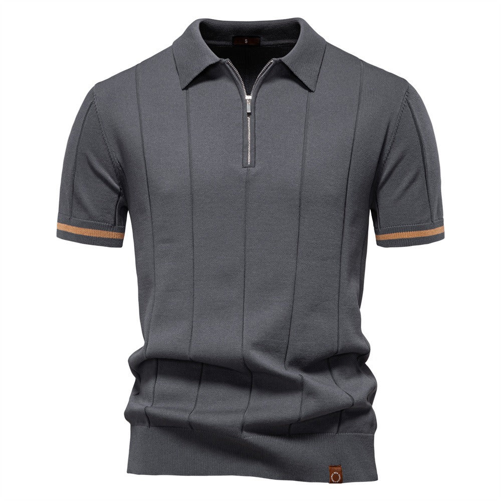 Men’s Striped Knit Polo Shirt