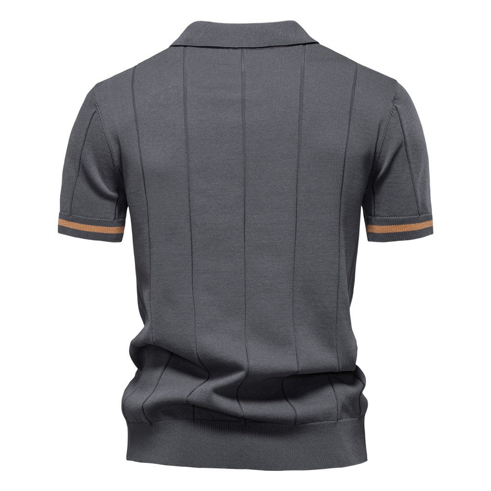 Men’s Striped Knit Polo Shirt