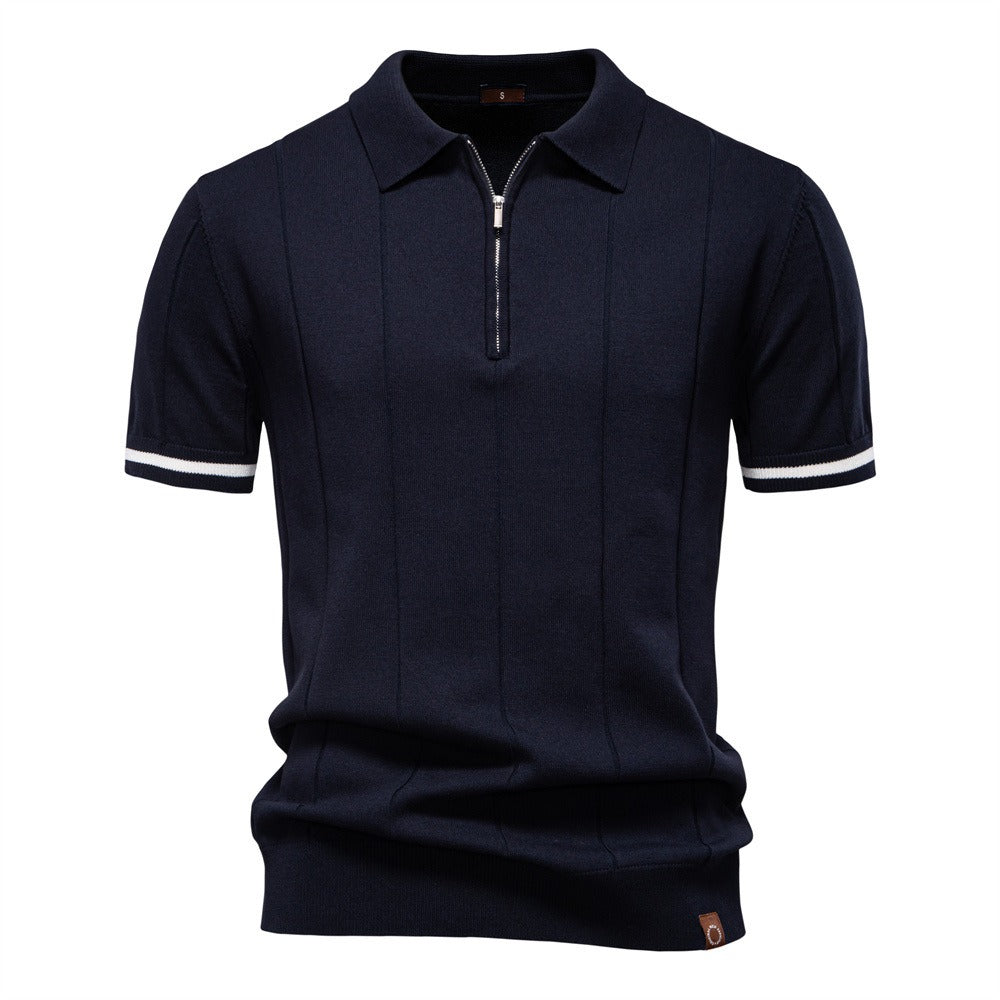 Men’s Striped Knit Polo Shirt