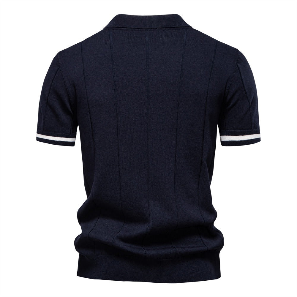 Men’s Striped Knit Polo Shirt