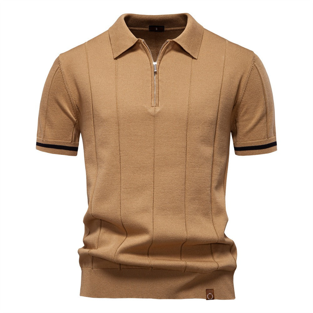 Men’s Striped Knit Polo Shirt
