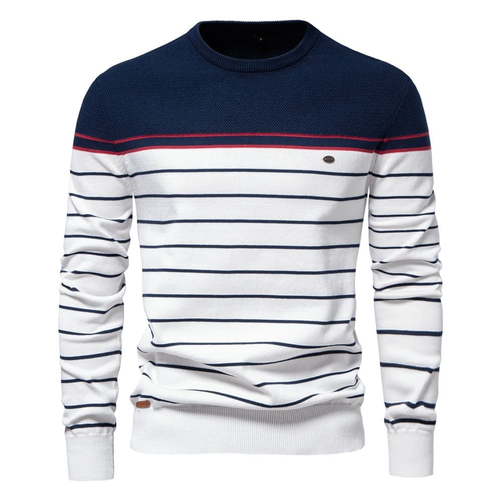 Men’s Colorblock Striped Crew Neck Sweater