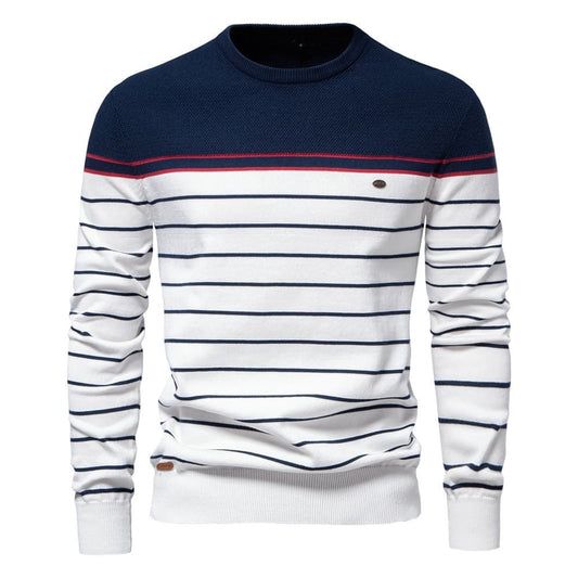 Men’s Colorblock Striped Crew Neck Sweater