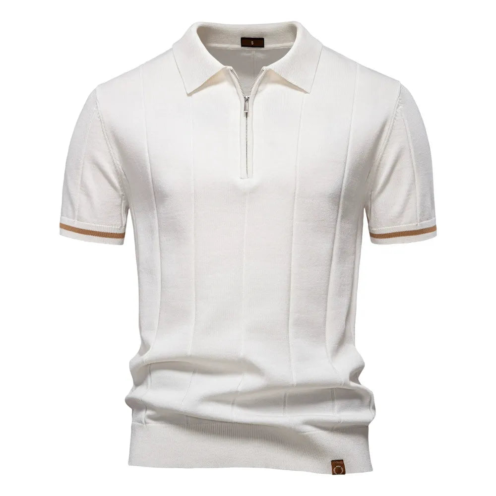 Men’s Striped Knit Polo Shirt