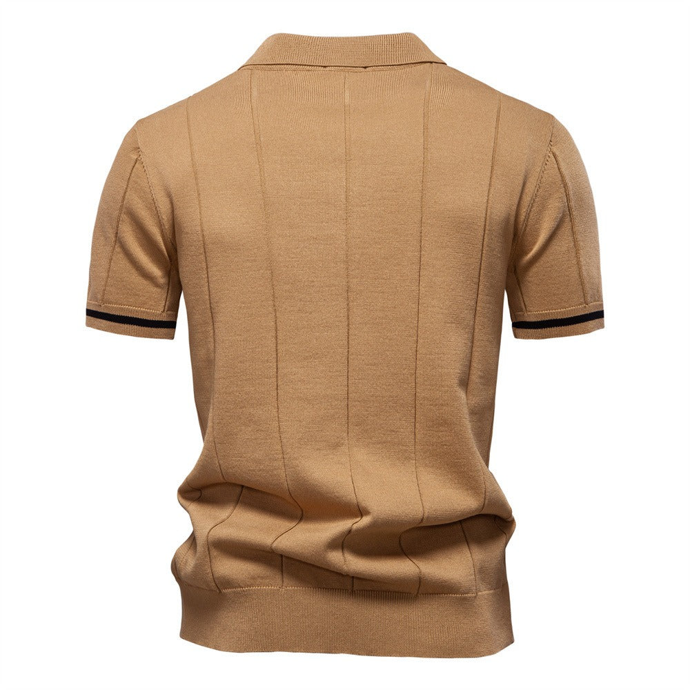 Men’s Striped Knit Polo Shirt