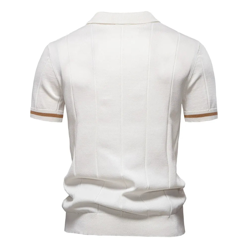 Men’s Striped Knit Polo Shirt