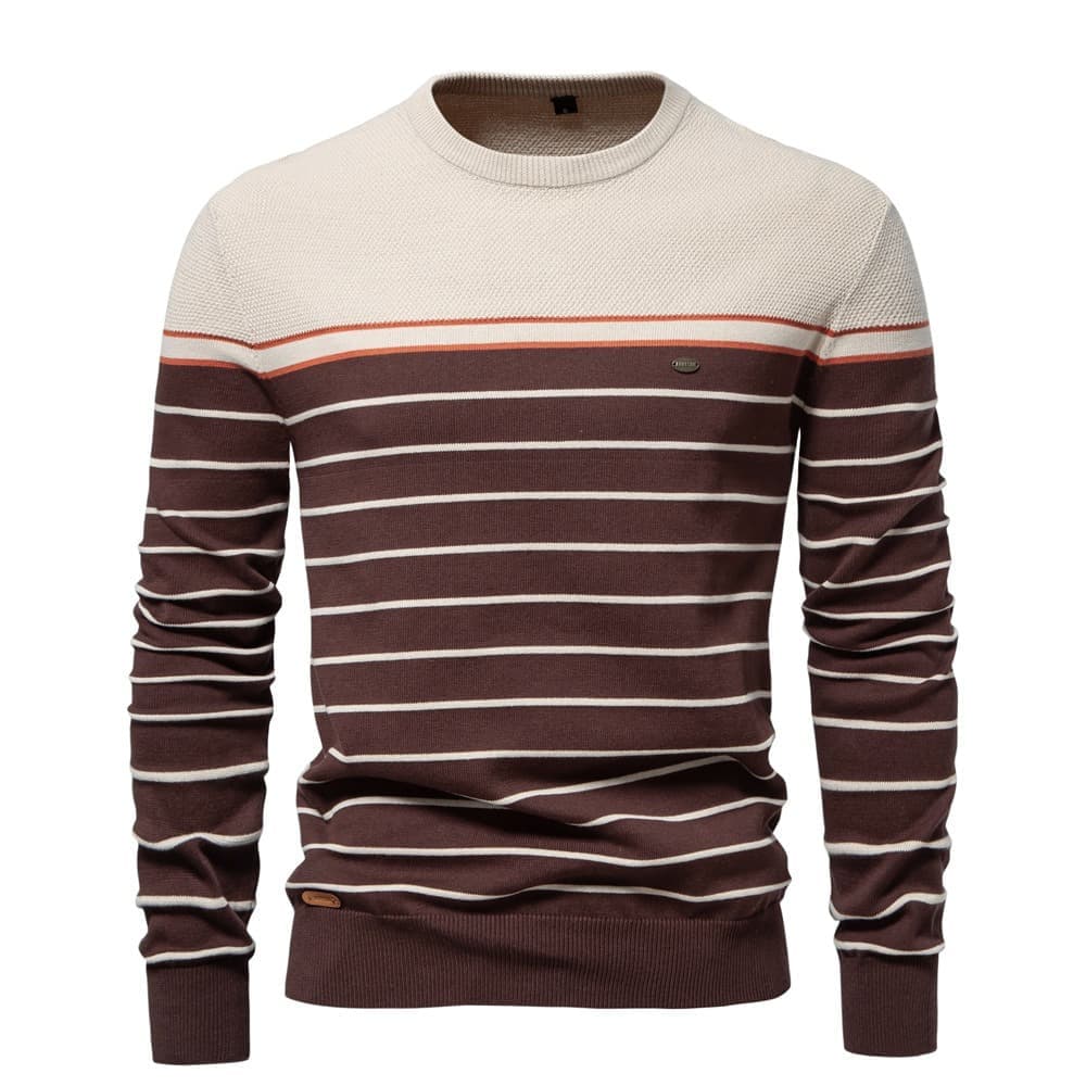Men’s Colorblock Striped Crew Neck Sweater