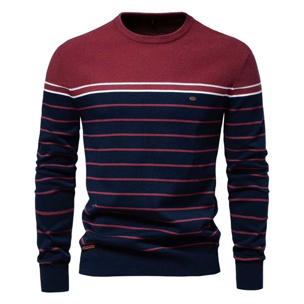 Men’s Colorblock Striped Crew Neck Sweater