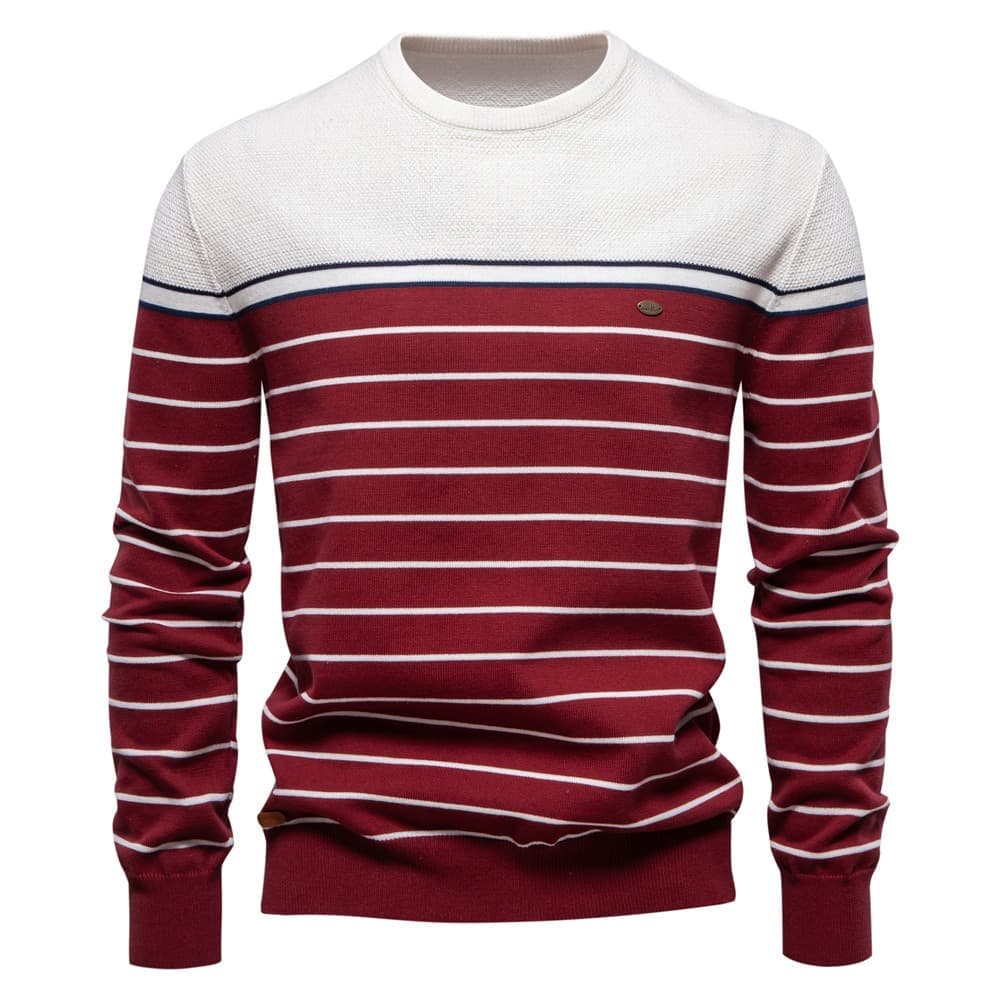 Men’s Colorblock Striped Crew Neck Sweater