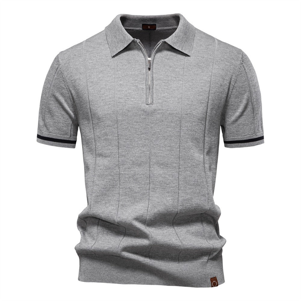 Men’s Striped Knit Polo Shirt