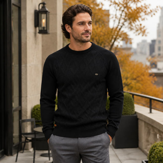 Men’s Diamond Knit Crew Neck Sweater