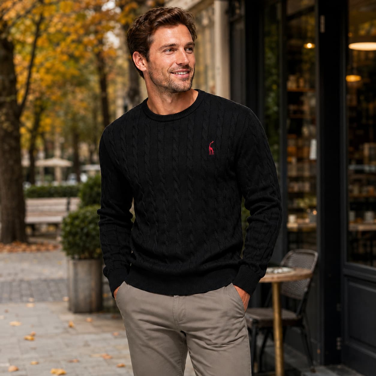 Men’s Cable Knit Crew Neck Sweater