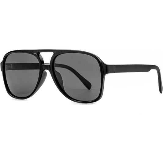Polarized Vintage Aviator Sunglasses – Large Frame for Men & Women, Black/Grey