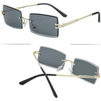 Rimless Rectangle Sunglasses for Men & Women, Clear Lens, UV400 Protection