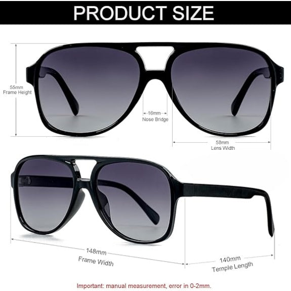 Polarized Vintage Aviator Sunglasses – Large Frame for Men & Women