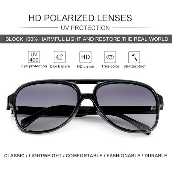 Polarized Vintage Aviator Sunglasses – Large Frame for Men & Women