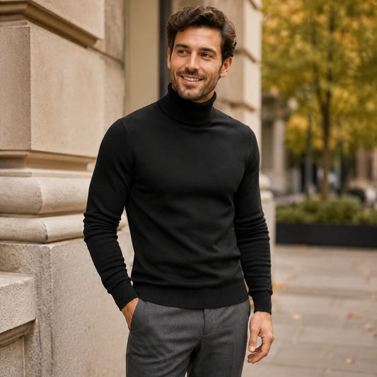 Men’s Solid Knit Turtleneck Sweater