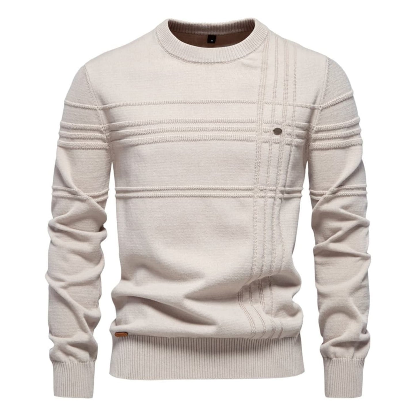 Men’s Textured Crosshatch Crew Neck Sweater