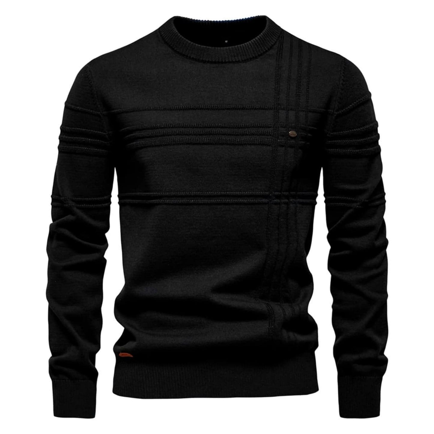 Men’s Textured Crosshatch Crew Neck Sweater