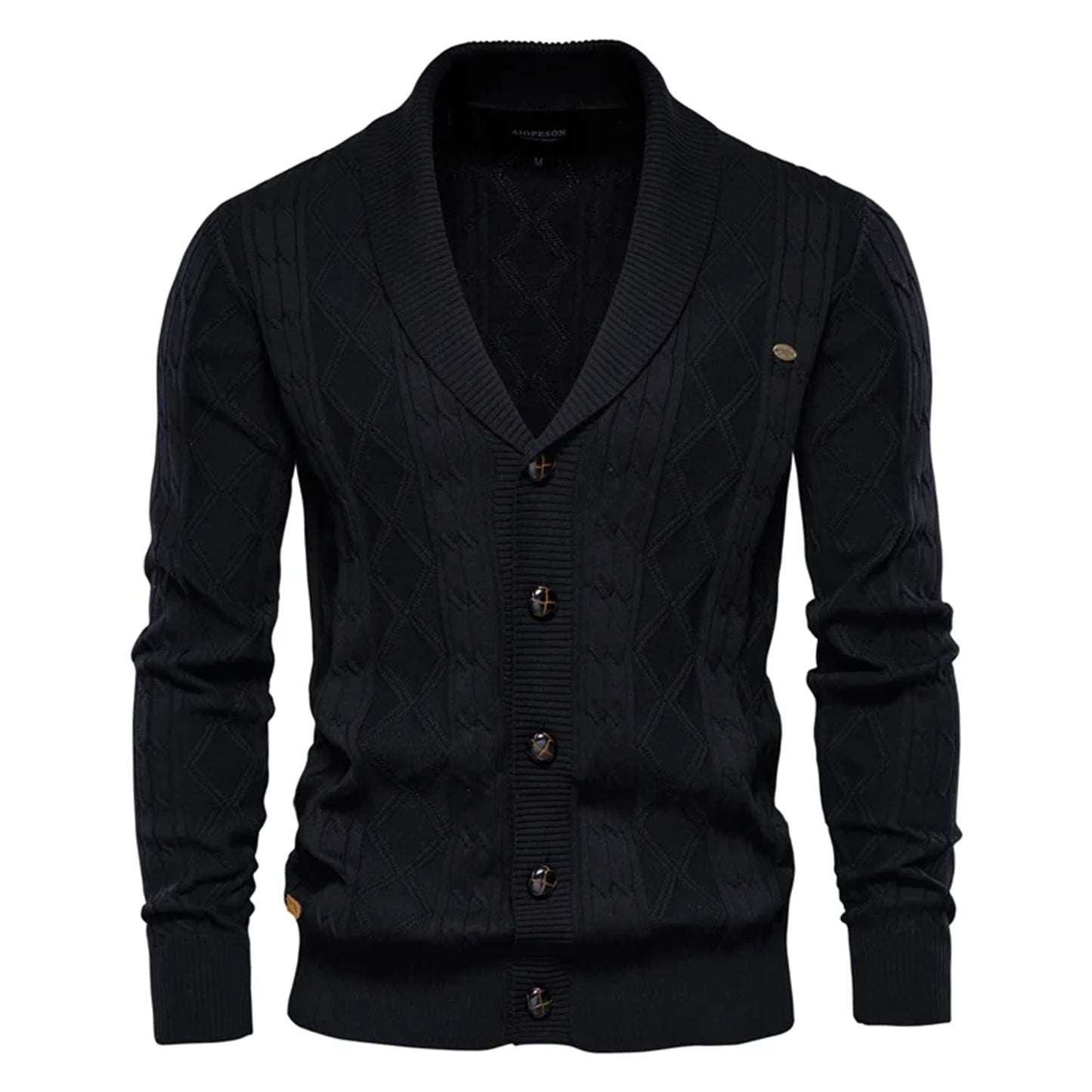 Men’s Textured Shawl Collar Cardigan