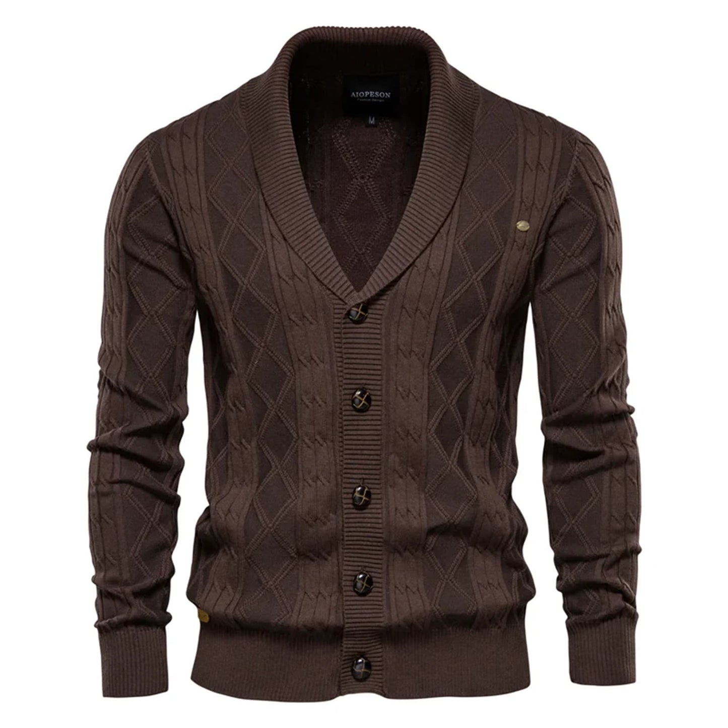 Men’s Textured Shawl Collar Cardigan