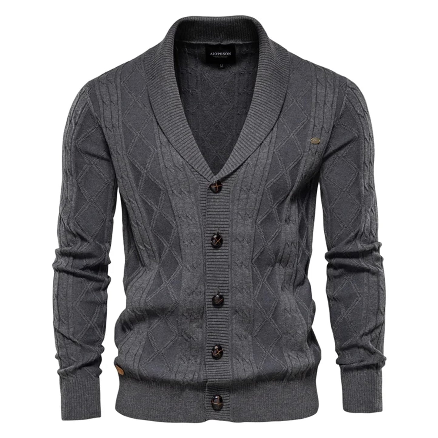 Men’s Textured Shawl Collar Cardigan