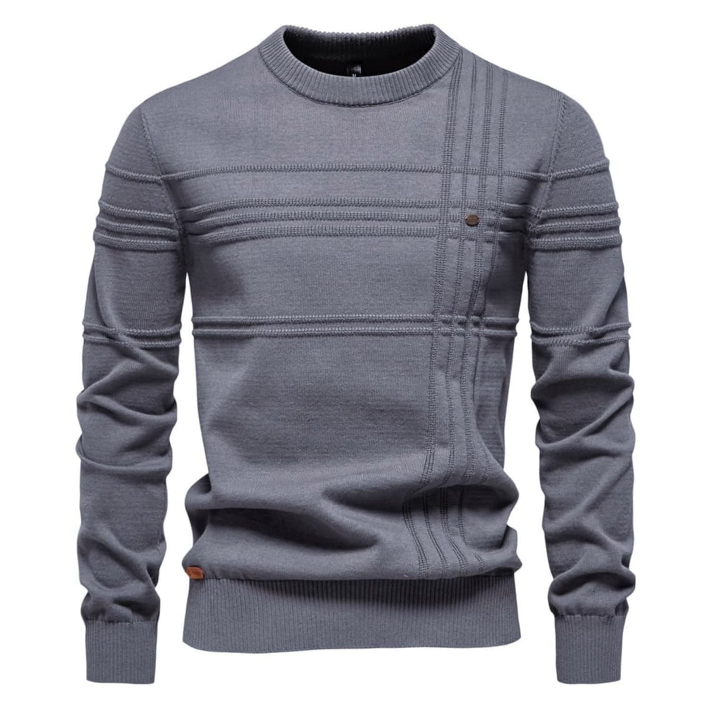 Men’s Textured Crosshatch Crew Neck Sweater