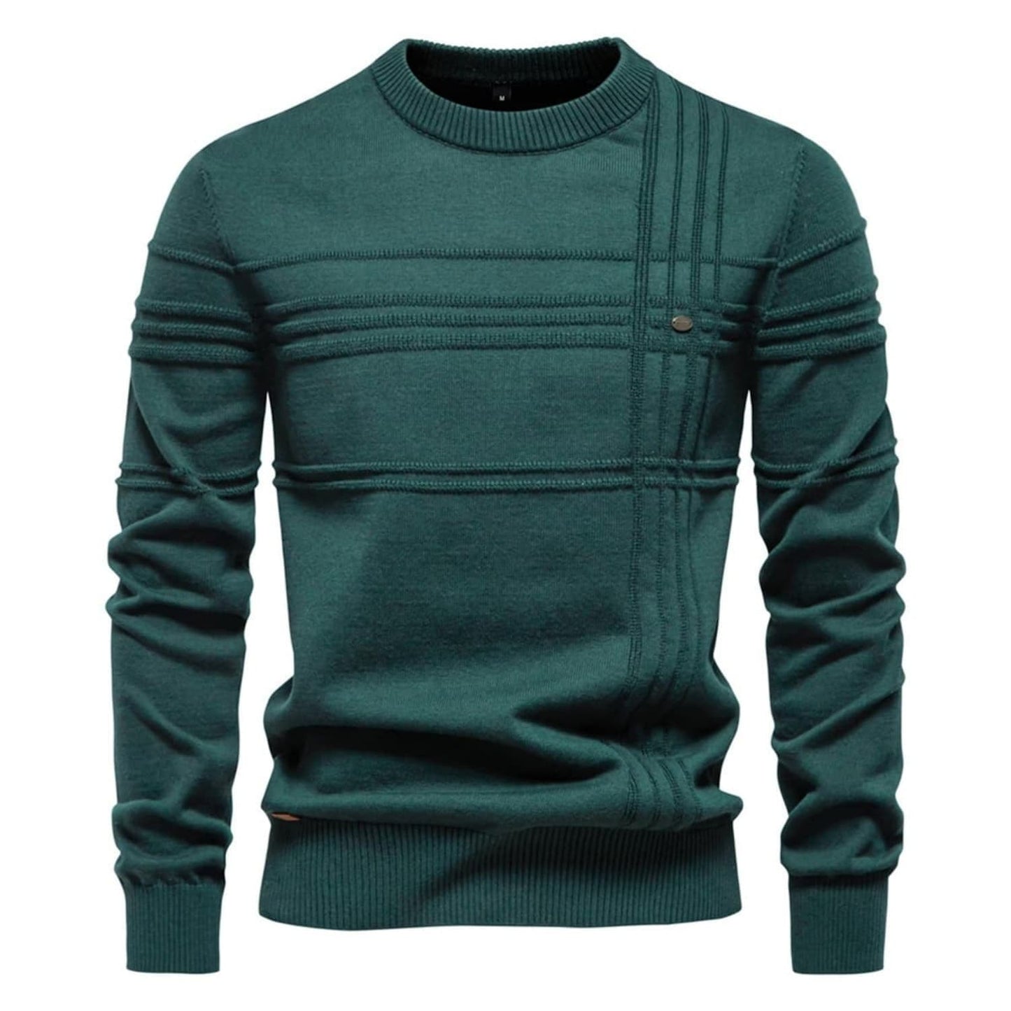 Men’s Textured Crosshatch Crew Neck Sweater