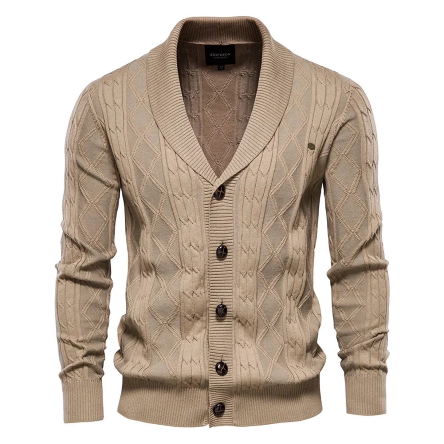 Men’s Textured Shawl Collar Cardigan