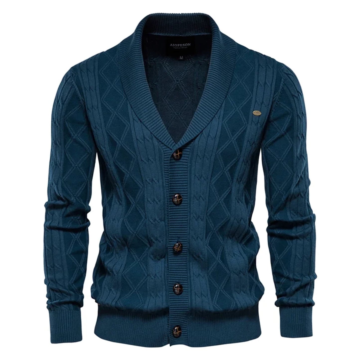 Men’s Textured Shawl Collar Cardigan