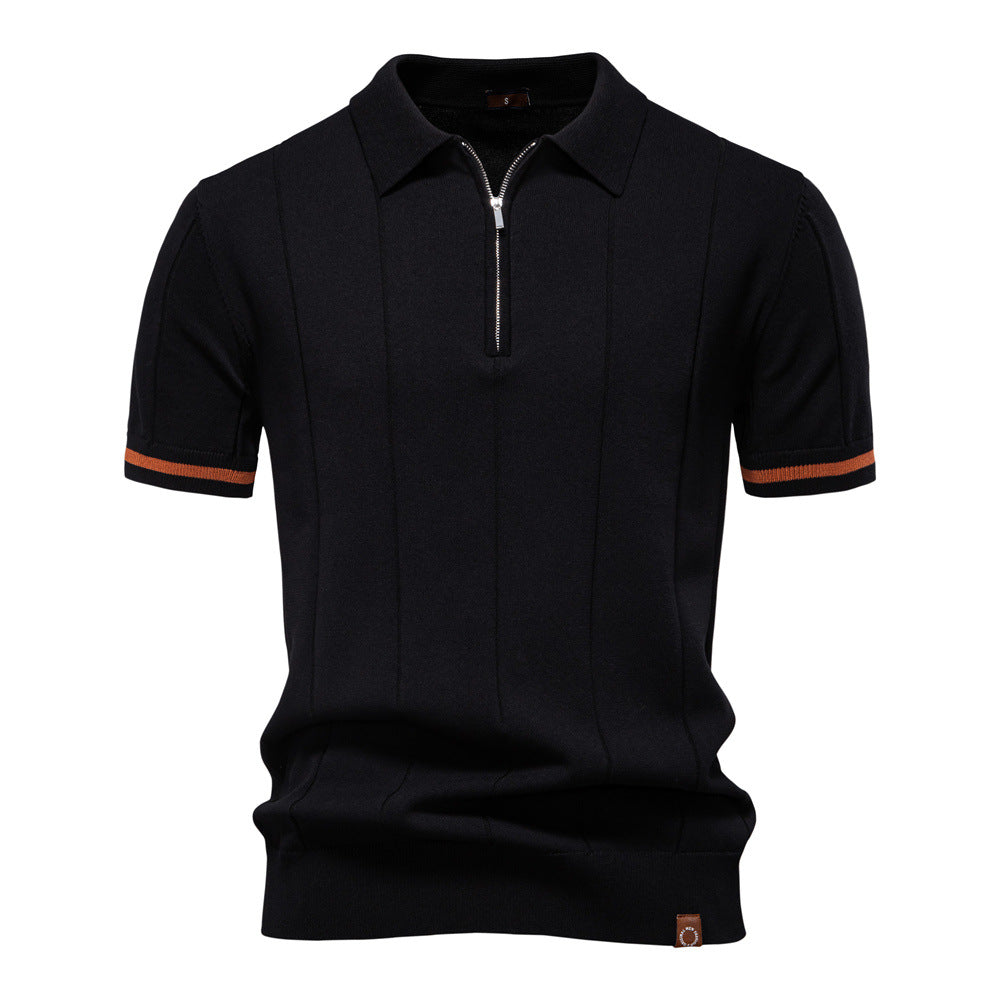 Men’s Striped Knit Polo Shirt